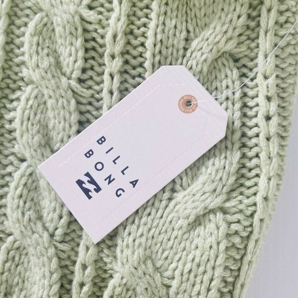 Billabong BNWT Bluesday Cable Knit Jumper Women's Size 12 Mint Green Sweater - Picture 7 of 11